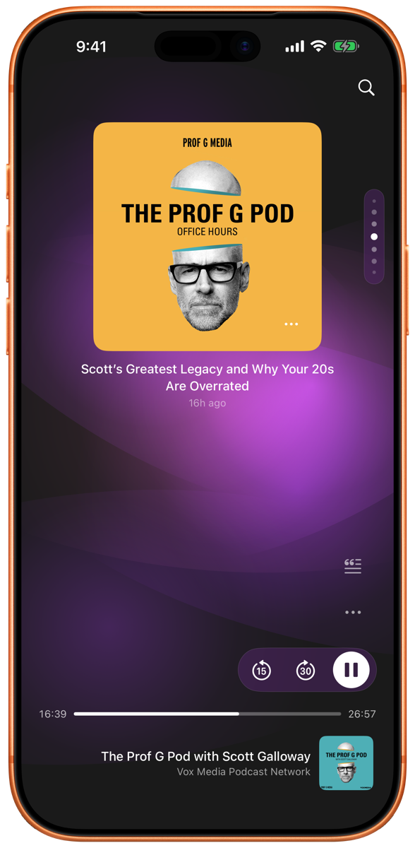 Lattercast on iPhone playing The Prof G Pod
